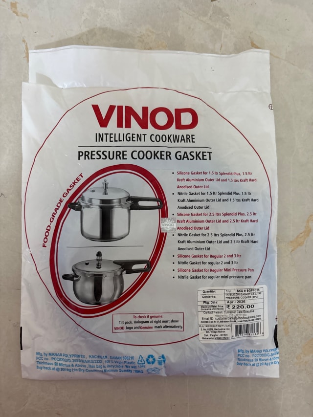 Vinod Gasket 2.5LTR Silicon — pressure cooker spare part